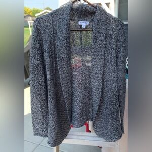 Black and white speckled heather sweater‎ cardigan style  St. John's Bay size PL